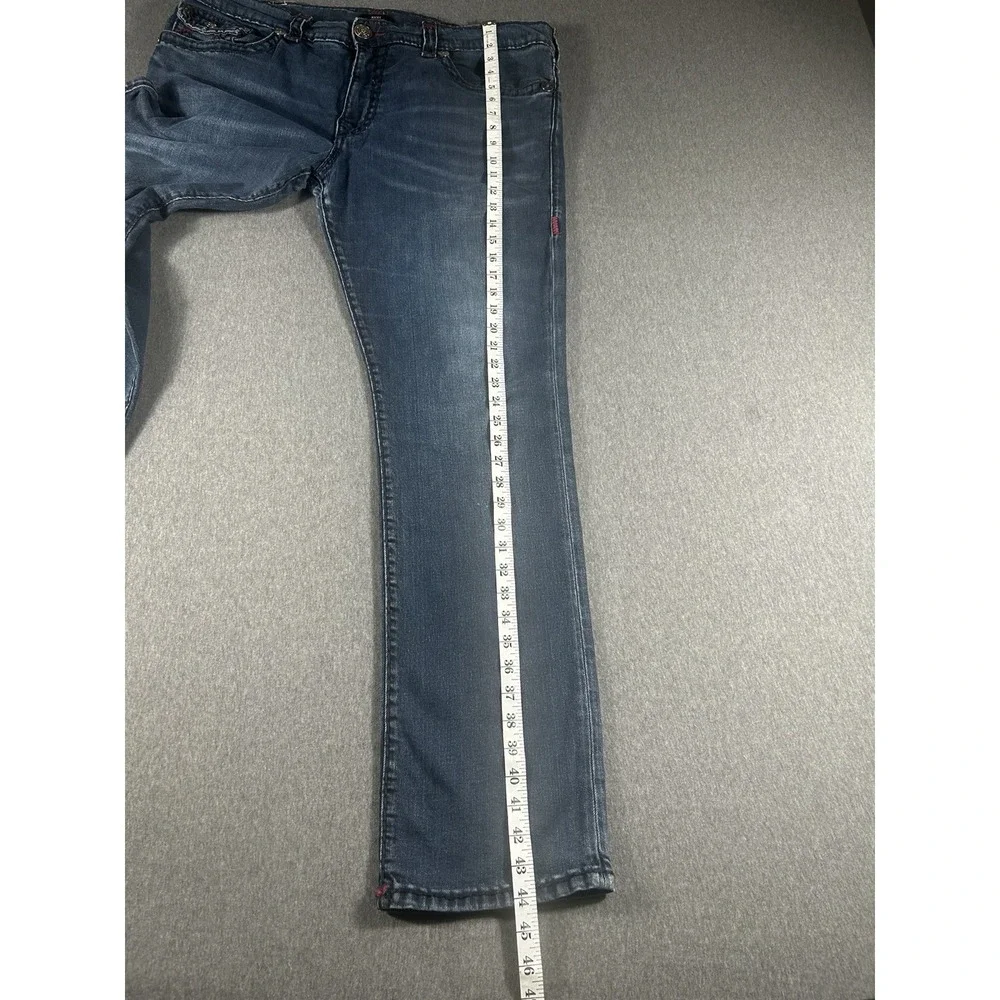 True Religion Ricky Relaxed Straight Jeans with Red‎ Contrast Stitching Size 40